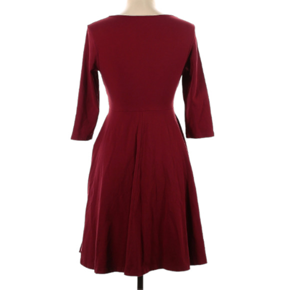 BURGUNDY V-Neck Dress - Bebonnie - Maroon Ruched Dress - Picture 6 of 6
